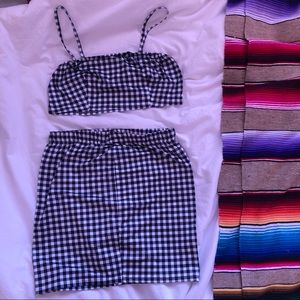 WORN ONCE/ SHEIN two piece gingham skirt set